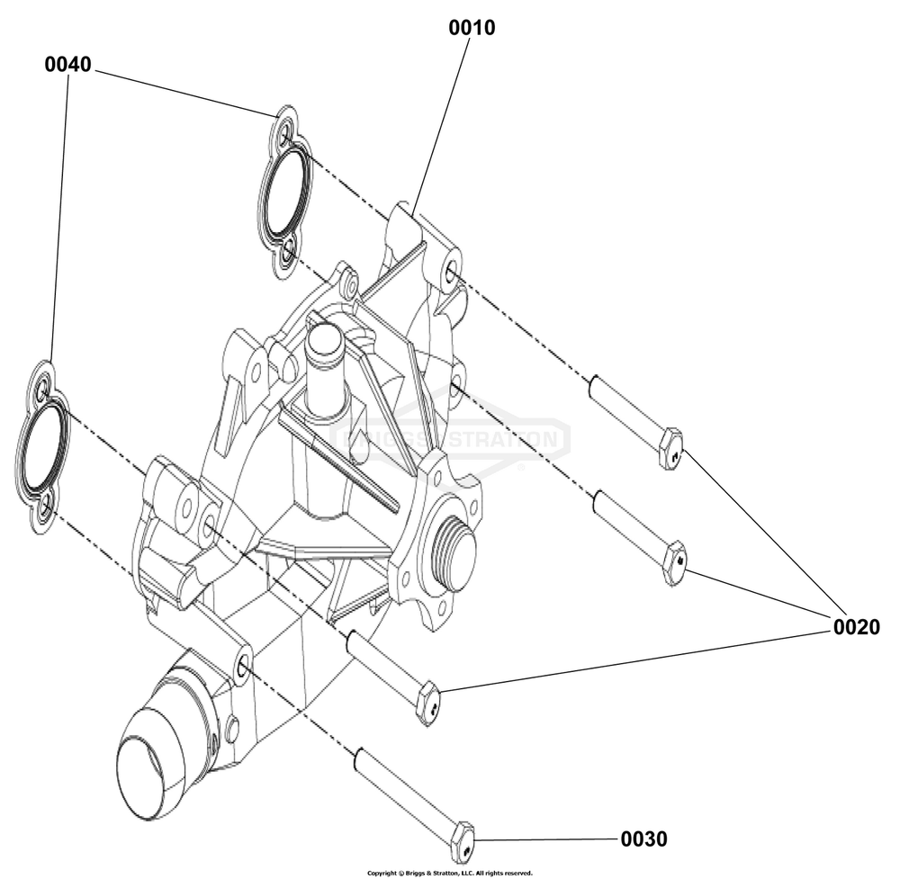 Engine Group - Water Pump Diagram and Parts List for 080018-02  Briggs and Stratton Generator